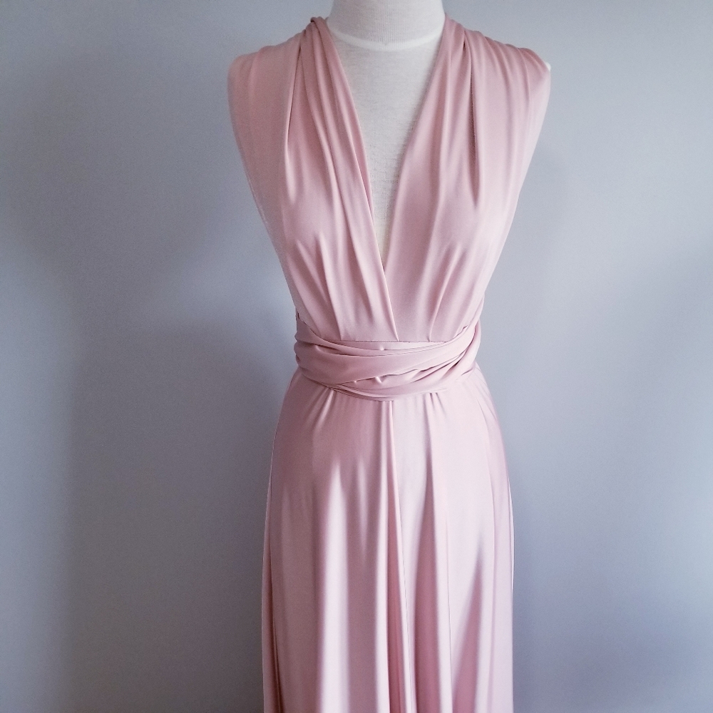 Lulus Women's Pink Wrap Waist Long Dress